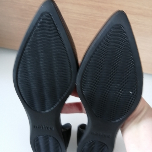 Native Audrey D'Orsay Black Pointed Toe Flat Rubber Comfort Waterproof Slip On 7 - Picture 6 of 14